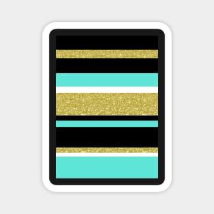 Gold turquoise black  stripes pattern Magnet