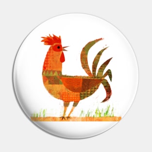 Patchwork Rooster Pin