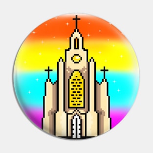 Rainbow church pixel art style Pin