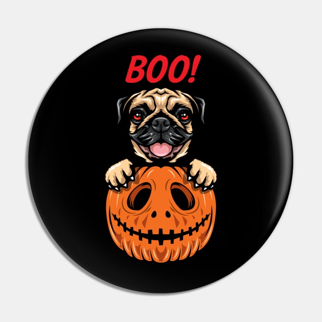 Halloween Pumpkin Pug Pin by IPRINT