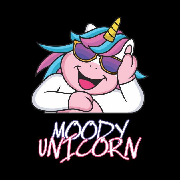 Moody unicorn - Cute little unicorn your kids would love! - Available in stickers, clothing, etc by Crazy Collective