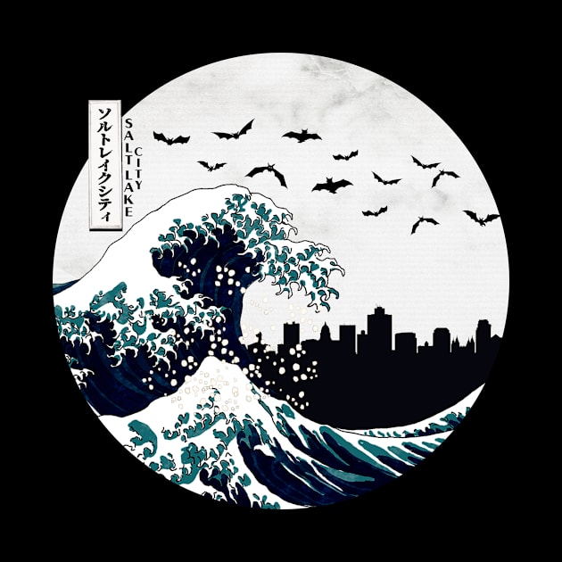 Salt Lake City Kanagawa Wave Dark by Ferrazi