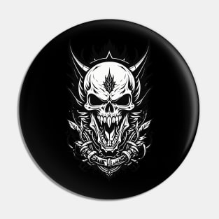 Black White Tattoo Style Skull Pin