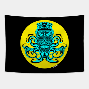 navy corsair in death pattern mandala ecopop Tapestry