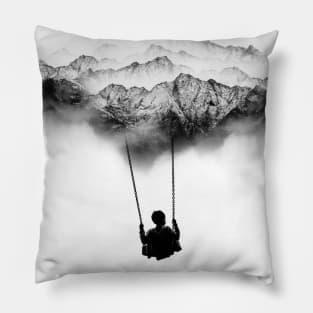 Black and White Mountain Swing Pillow