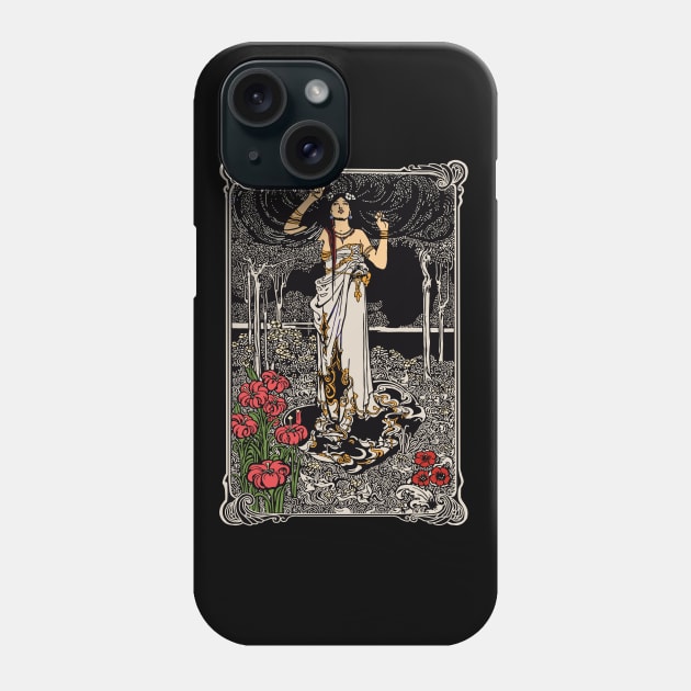 Art Nouveau Lady (black/red/cream) Phone Case by Soth Studio