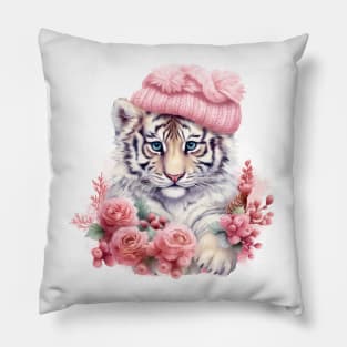 Pink Christmas Tiger Pillow