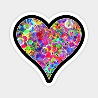 Floral Flower Rainbow Neon Bright Heart Magnet