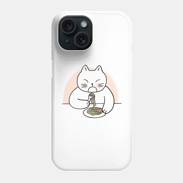 Cat eating spaghetti Phone Case by Fanu2612