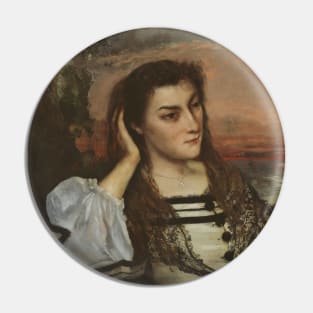 Reverie (Portrait of Gabrielle Borreau) by Gustave Courbet Pin