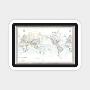 World map wall art 1856 dorm decor mappemonde from dutch Art Print Magnet