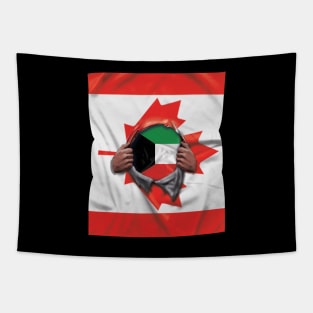 Kuwait Flag Canadian Flag Ripped - Gift for Kuwaiti From Kuwait Tapestry