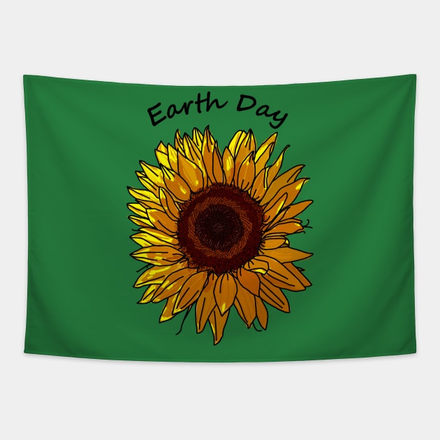 Sunflower for Eco Earth Day Tapestry by ellenhenryart