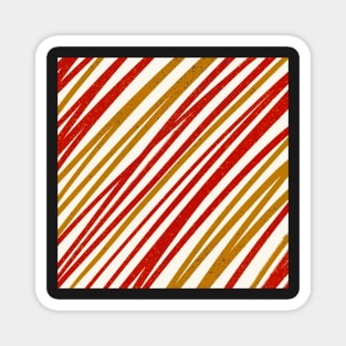 Textured red and mustard Lines Magnet