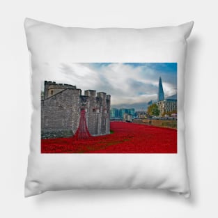 Red Poppies At The Tower Of London Pillow