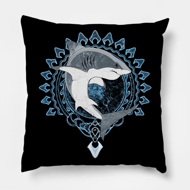 Great White Shark Pillow by NicGrayTees
