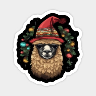 Alpaca Christmas Magnet