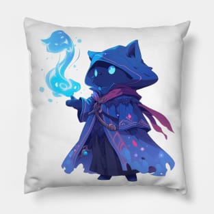 Cute Blue Mage Cat Hero Pillow