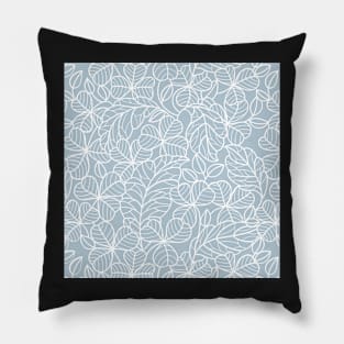 Coastal Blue and White Leaf Pattern Pillow