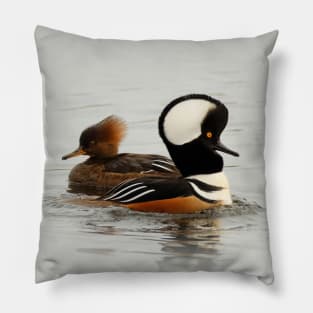 A Pair of Hooded Merganser Ducks Pillow