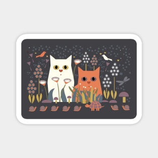 CATS IN A GARDEN Magnet