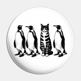 Unexpected Retro Penguins Cat Funny Cat Pin