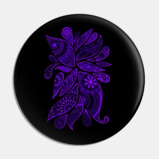 Abstract Zentangle Swirls Design (purple on black) Pin