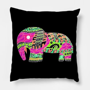 elephant in rainbow folk arts ecopop Pillow