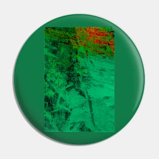 Green red abstract digital painting from a scratched stonewall V1 Pin