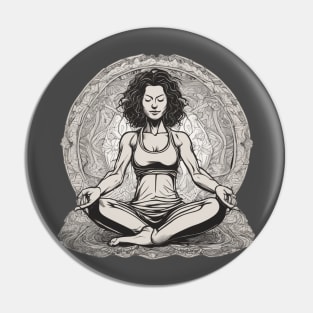 Meditation yoga relax mandala black and white zen design Pin