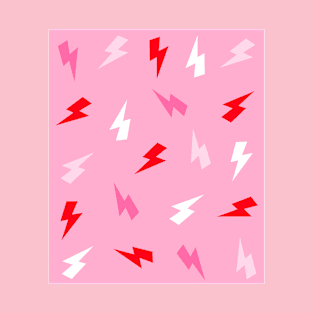 Red and Pinks Lightning Bolts Pattern T-Shirt