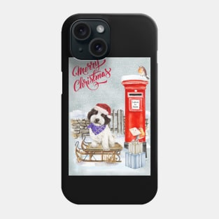 Cute Black And White Cockapoo Merry Christmas Santa Dog Phone Case