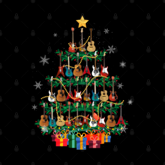 Guitar Christmas Tree Funny Merry Xmas Guitar Lover Player Funny