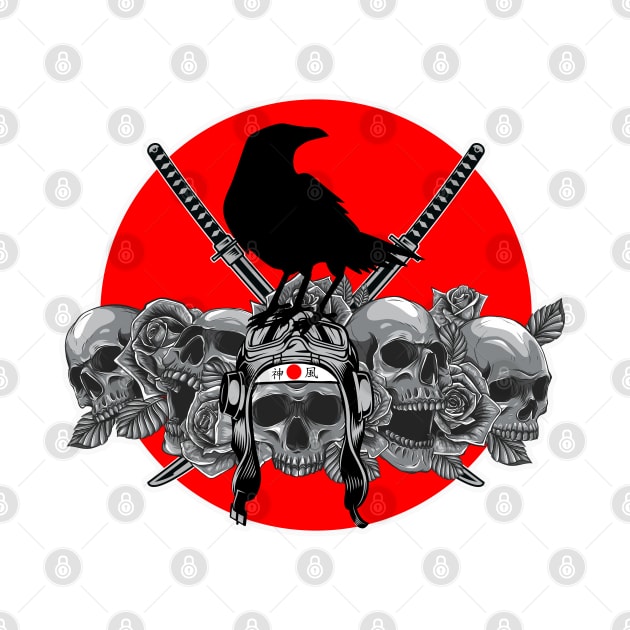 Yatagarasu - The three-legged messenger - Kamikaze  Skulls by Two Tailed Tom