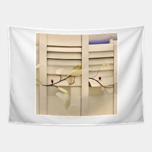 Delicate Vine on Wooden Slats Tapestry