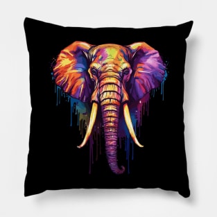 Elephant, Gentle Giant in Vibrant Color Pillow