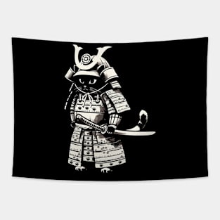 Kawaii Cat Anime Japanese Retro Samurai Novelty Funny Cat Tapestry