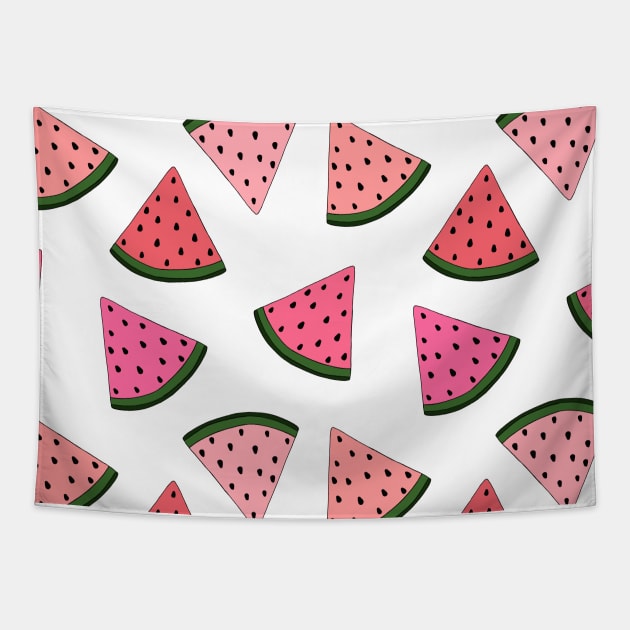 Colorful watermelon hand drawn pattern Tapestry by bigmomentsdesign