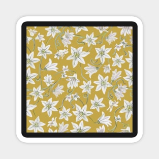 Star flower mustard yellow gold ditsy Magnet