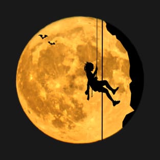 Mountaineering free climbing bouldering moon sky T-Shirt