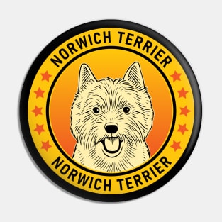 Norwich Terrier Dog Portrait Pin