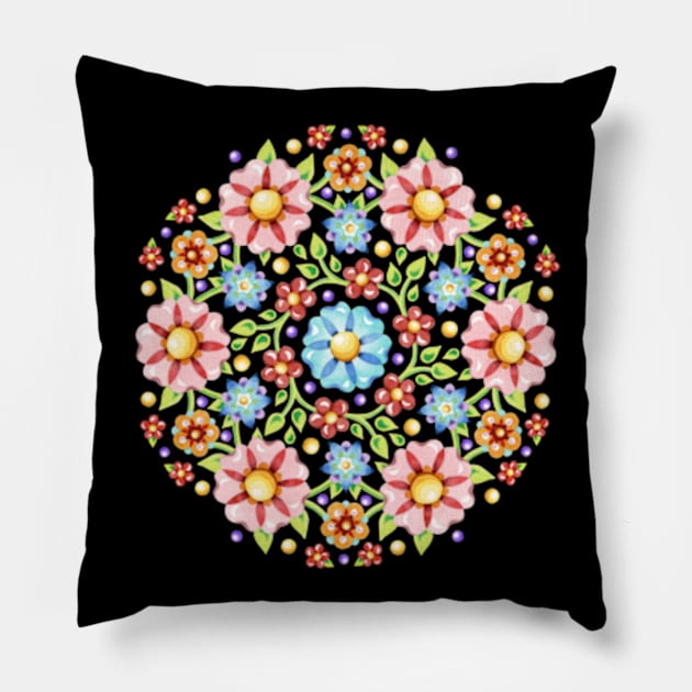 Millefiori Floral Flower Crown Pillow by PatriciaSheaArt