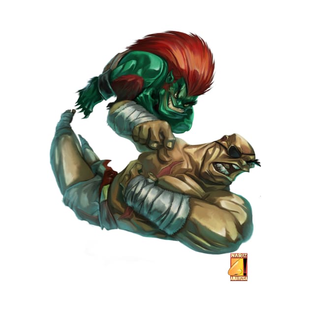 blanka and sagat by Narizamavizca