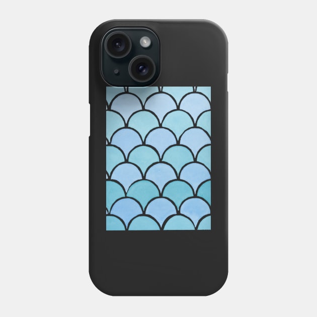 MERMAID SCALES - Blue and Aqua Scallop Design Phone Case by VegShop