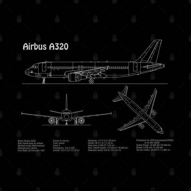 Airbus a320 Airplane Blueprint Plan - PDpng by SPJE Illustration Photography