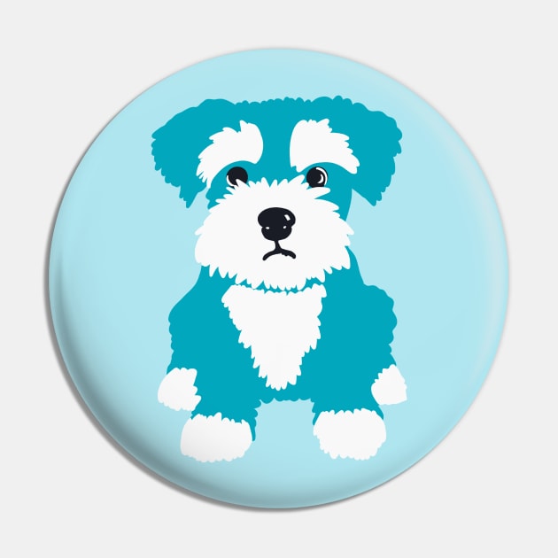 Sweet Turquoise Miniature Schnauzer Puppy on Dark Blue Background Pin by NattyDesigns