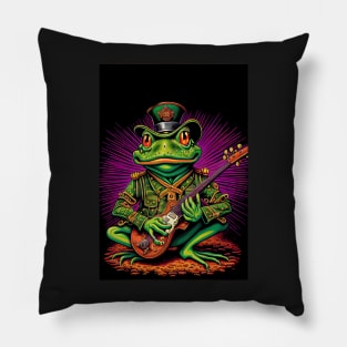 Frog Playing Guitar Pillow