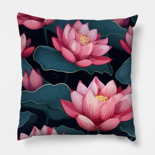 Serenity Blooms: Timeless Lotus Flower Pattern Pillow