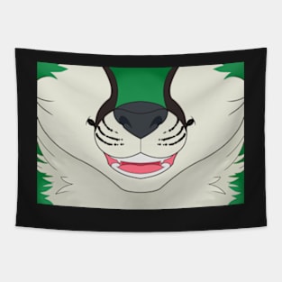 Green Fox Face Tapestry