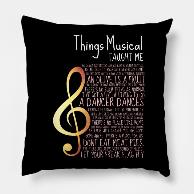 'Things Musicals Taught Me' Awesome Music Gift Pillow by ourwackyhome